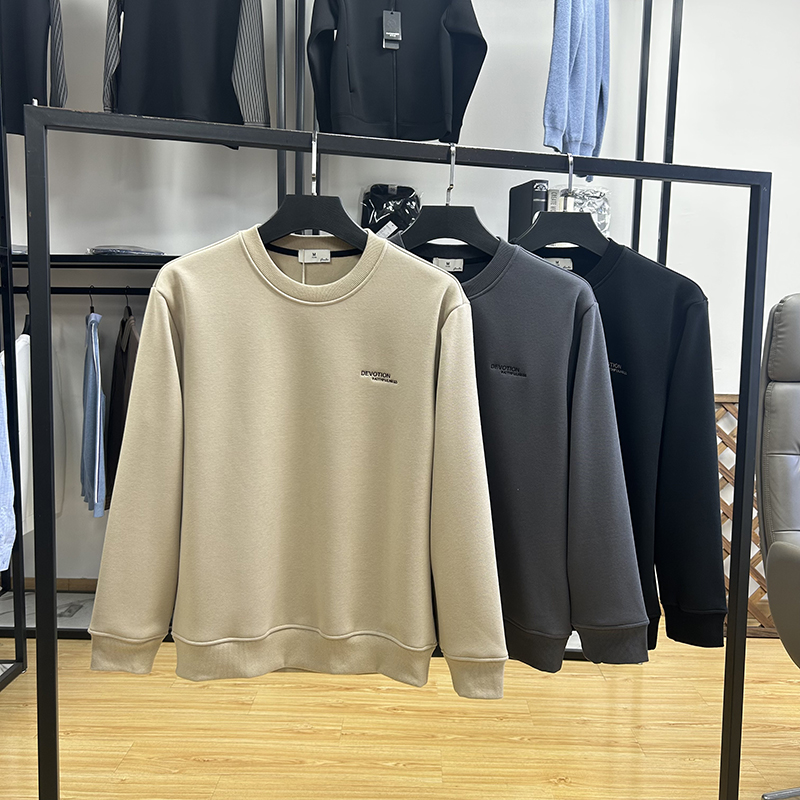 柔暖舒适奥利绒保暖圆领男士长袖卫衣秋冬季基础舒适加绒套头上衣