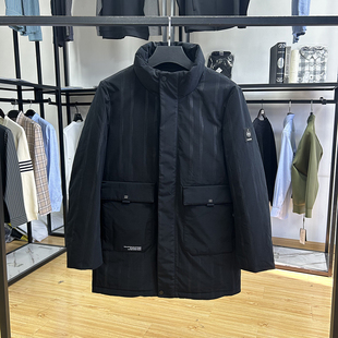 秋冬季保暖修身90绒中长款羽绒服户外休闲男士立领鸭绒服外套