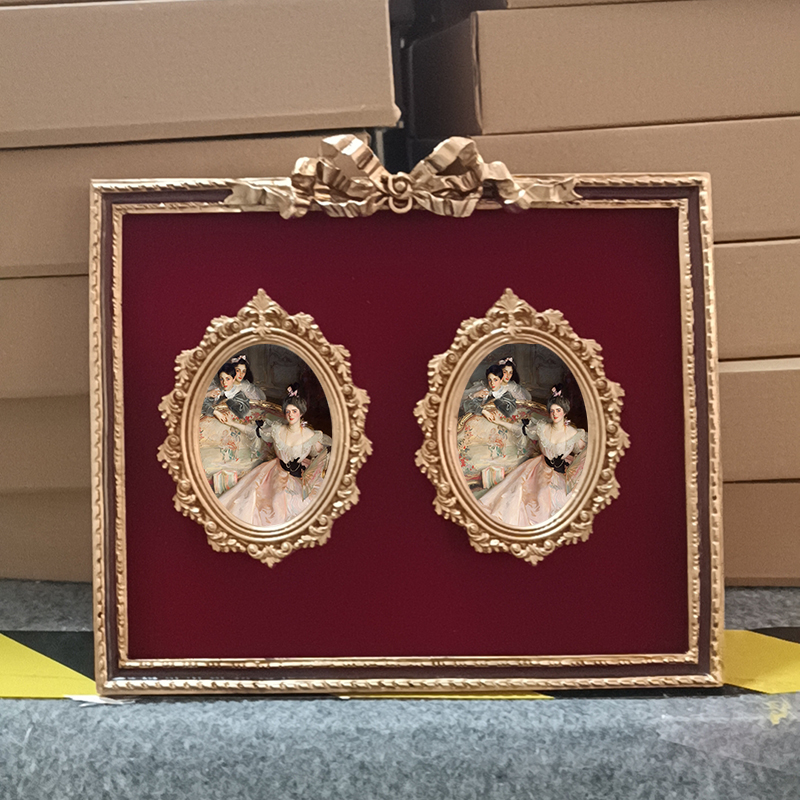 欧式复古绒面连体装饰画书房客厅卧室挂画美式艺术拍照背景壁画