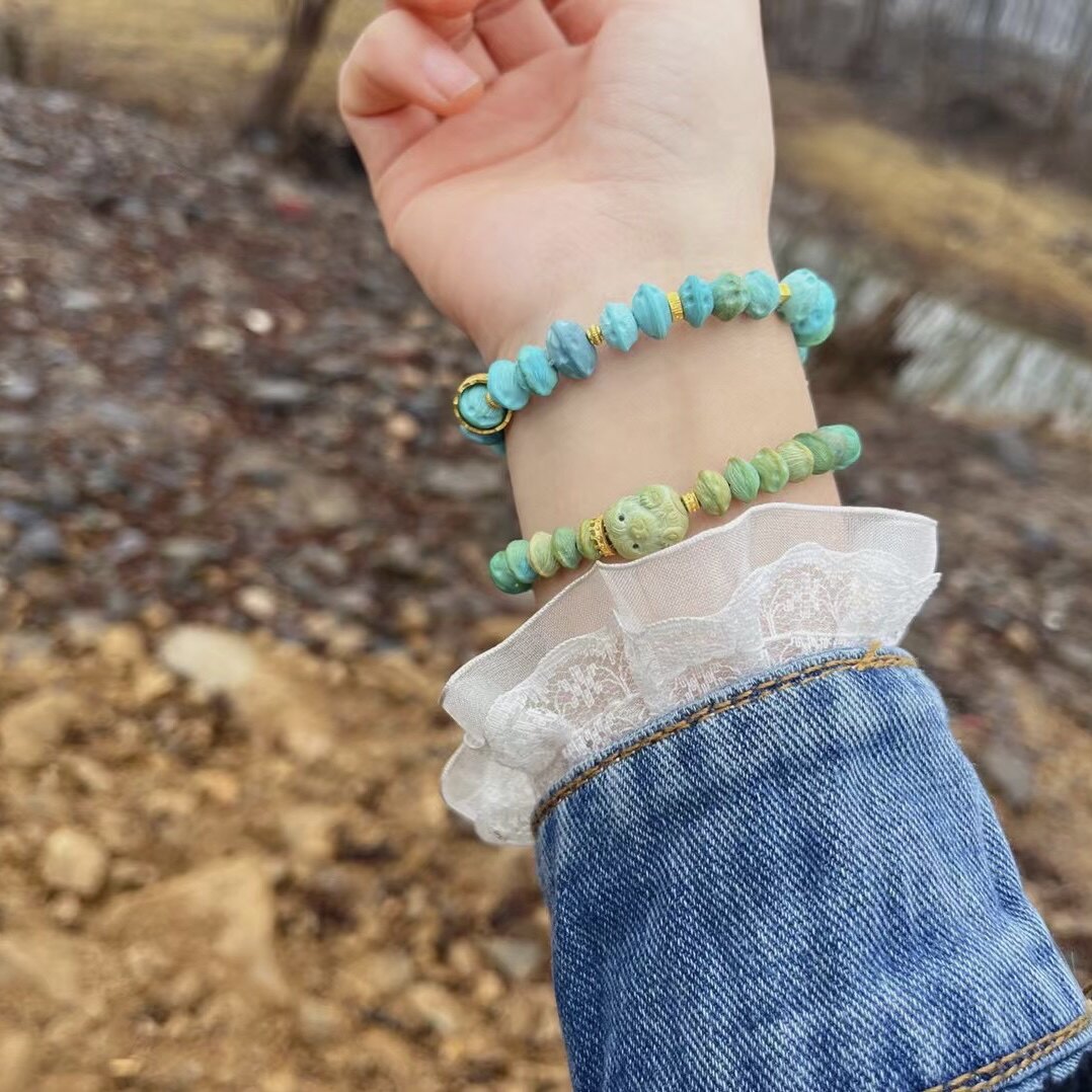 원시 광석 천연 청록색 열정 씨앗 팔찌 XIANGBAO DIY WENWAN 소녀 라이브 방송 특별 촬영