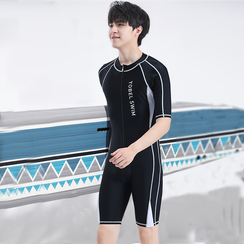 男泳衣套装青少年夏季2024年新款大码防晒大童胖初中生连体游泳衣
