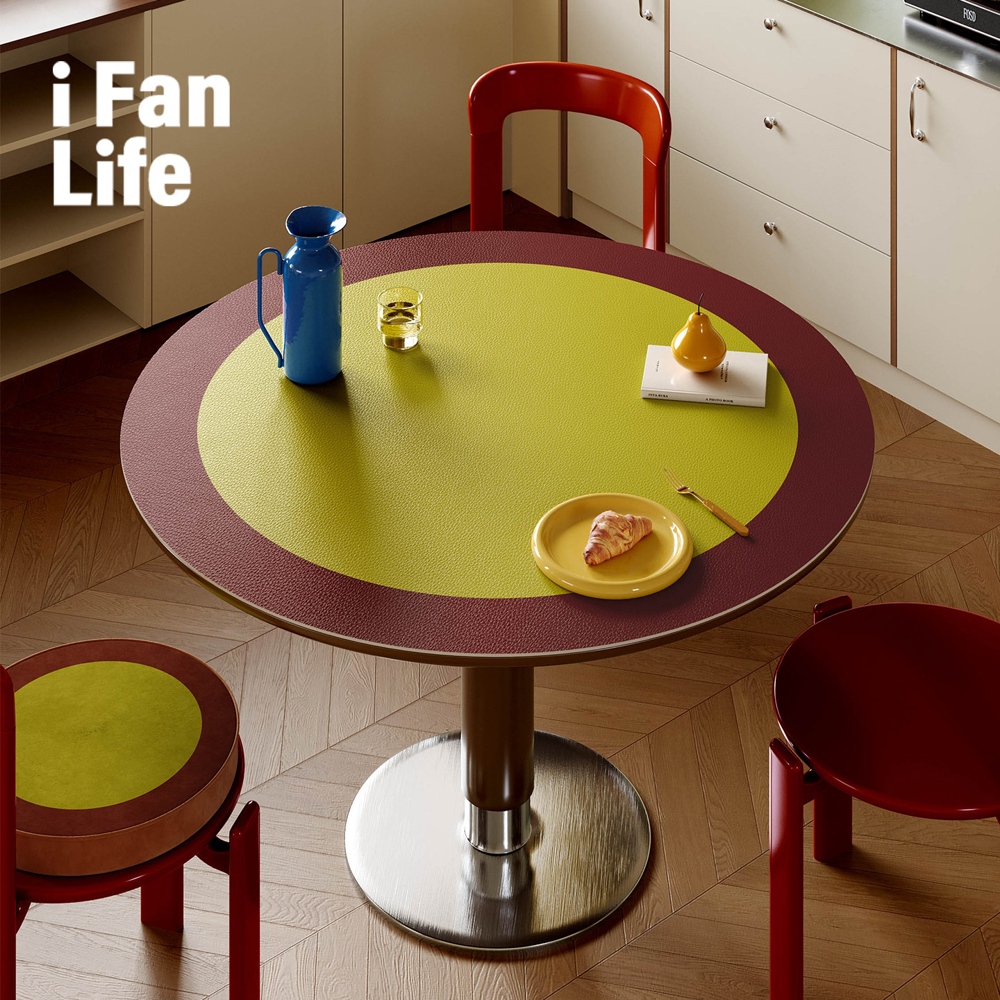 现代简约风北欧复古圆餐桌垫皮革防水防油易打理可裁剪桌PVC垫子,居家布艺,桌布,淘宝优惠券,粉丝福利购,淘宝优惠卷