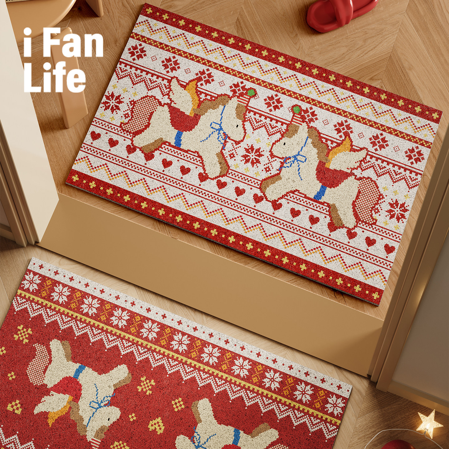 跳跳小马2026新款入户门丝圈地垫新年喜庆家用地垫防滑可裁剪脚垫,居家布艺,入户地垫,淘宝优惠券,粉丝福利购,淘宝优惠卷