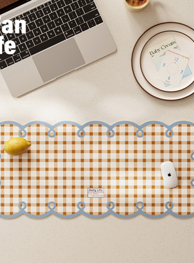 卡琳格子鼠标垫高颜值办公室桌垫超大号小号笔记本电脑键盘防滑垫