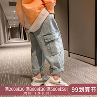 Quần jeans bé gái xuân hè 2019 mới to con rộng quần Harlan cũ quần thủy triều trẻ em quần ngoại - Quần jean quần jean ống rộng cho bé gái