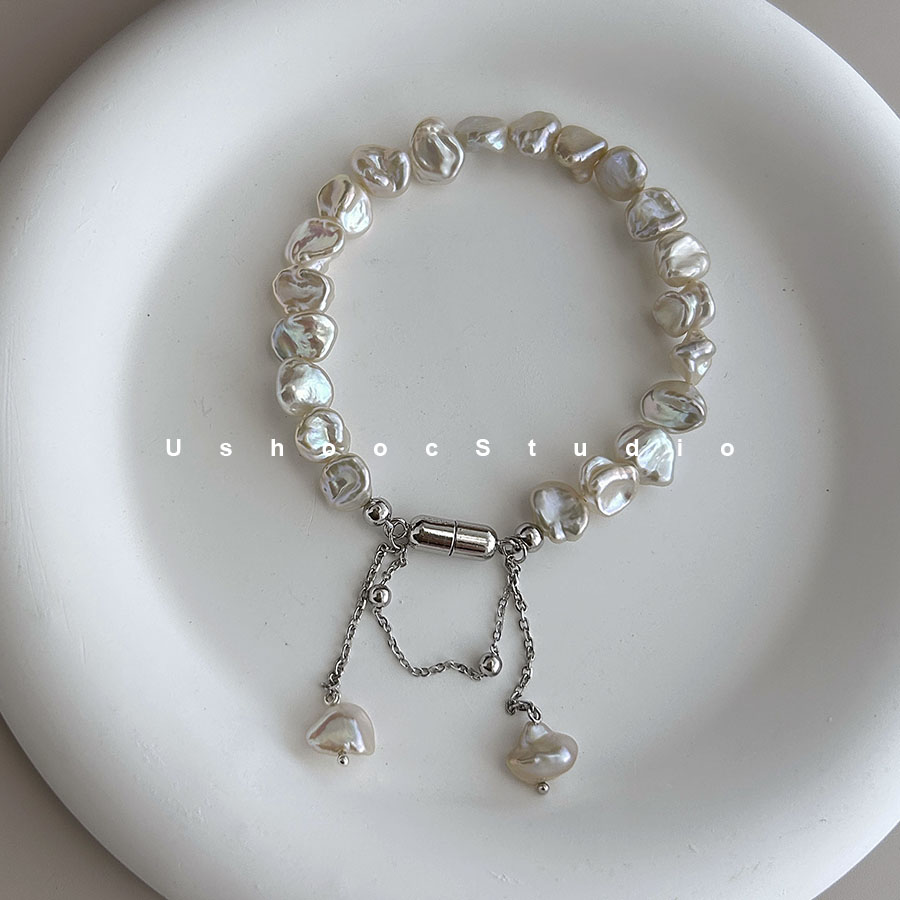 天然巴洛克珍珠法式冷光手链