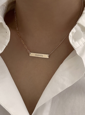 鱼说美国14k包金女刻字定制项链