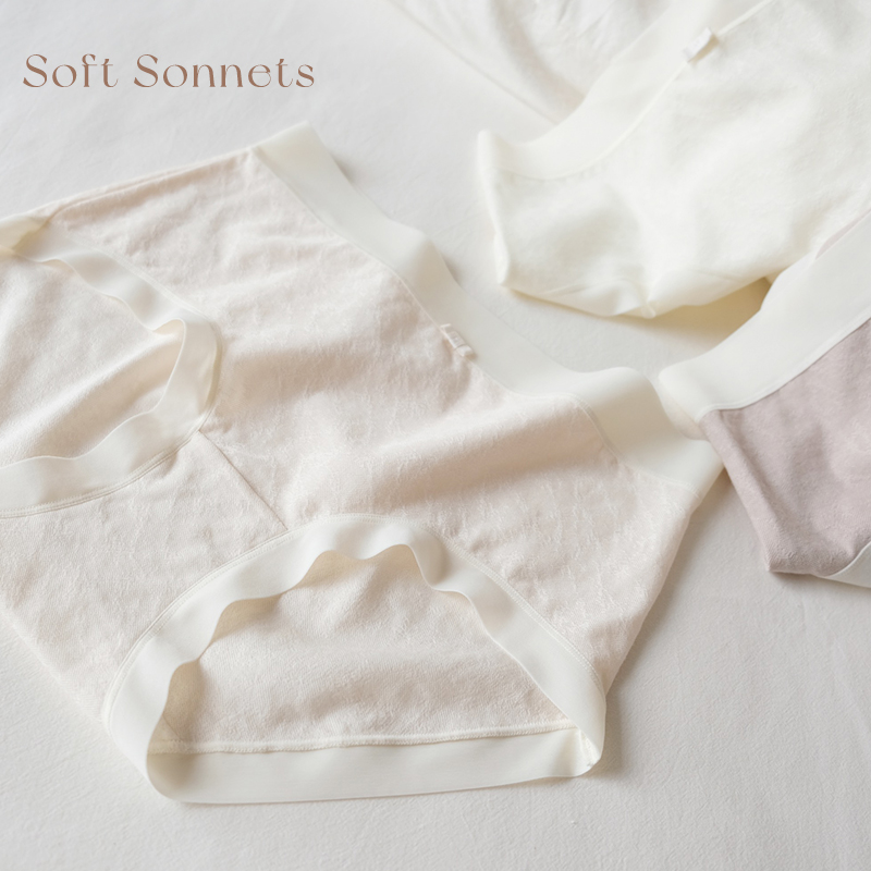 softsonnets内裤女士婴儿级纯棉内档中低腰舒适透气三角裤3条装