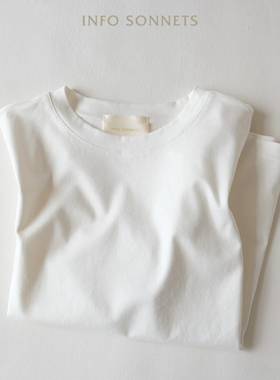 softsonnets重磅高品质纯棉圆领短袖t恤女宽松简约亲肤内搭上衣