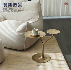 意式设计师茶几网红款轻奢黄铜边几艺术创意角几纯铜工艺圆几