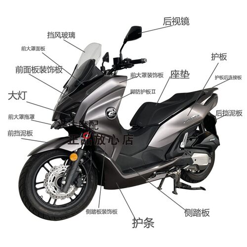 原装QJ150T-23H鸿150都市版前大灯前大罩面板左右护板壳子挡泥板
