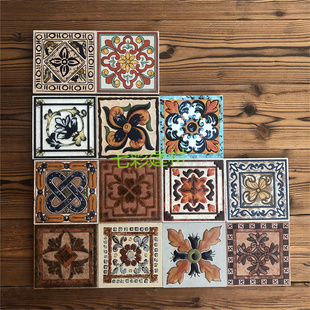 仿古砖角花 80X80方块花片欧式复古园林拼花厨房卫生间腰线小花砖