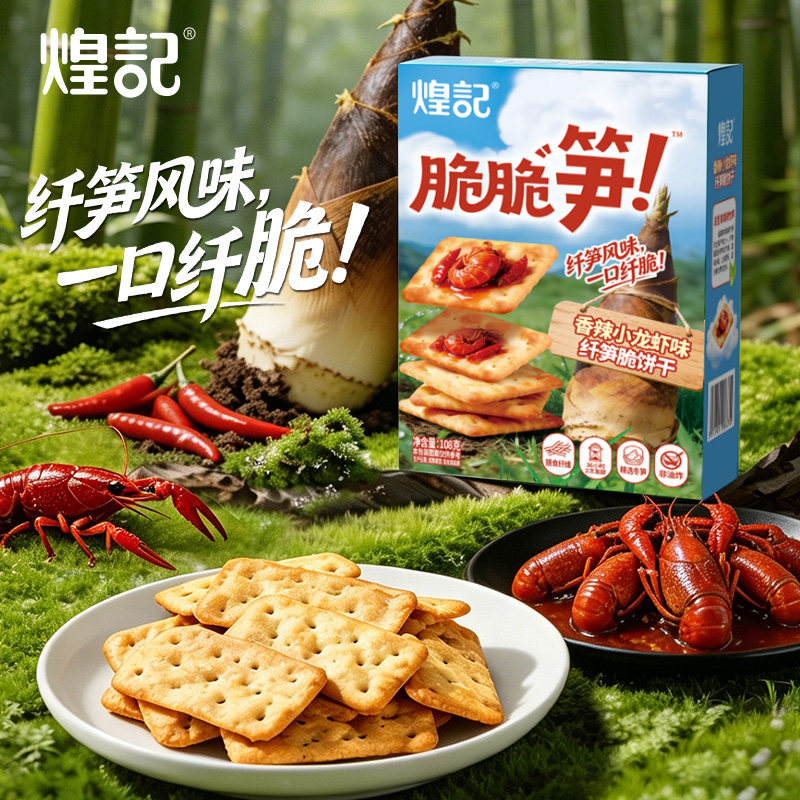 煌记香辣小龙虾脆脆笋竹盐冬笋饼干酥脆零食休闲下午茶单独小包装