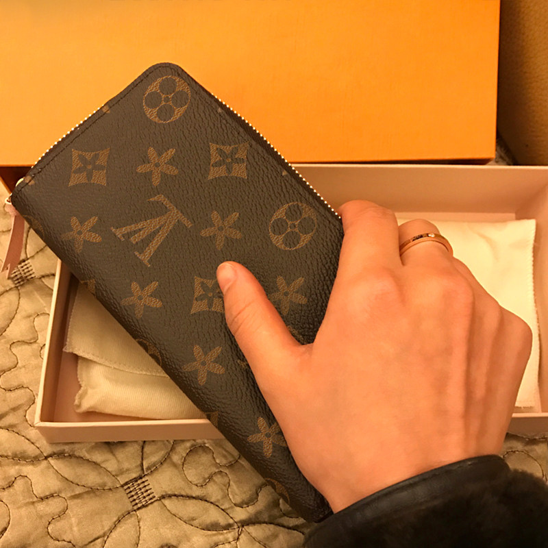 真皮奢侈品老花大牌多功能钱包