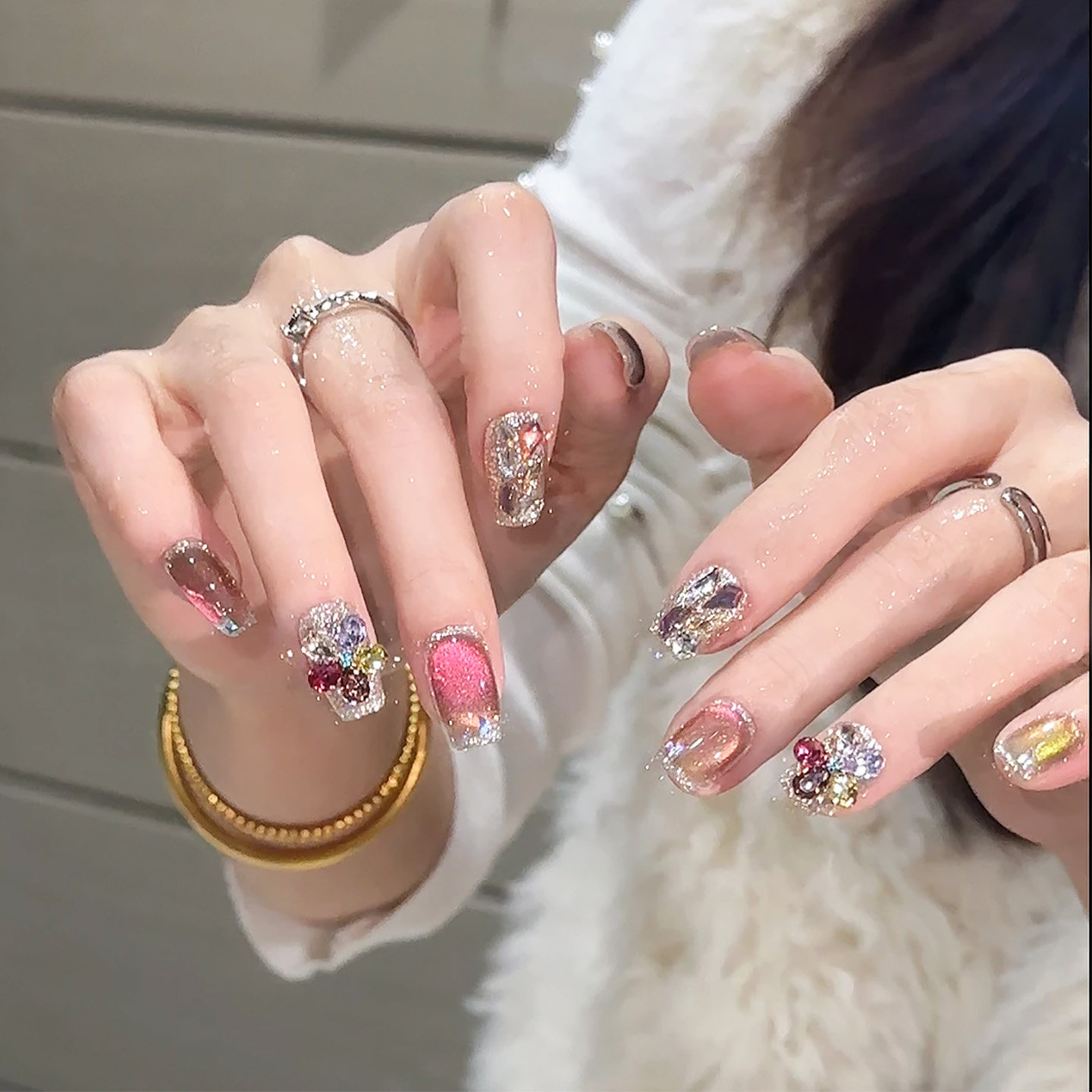 2026年新款万物生有钱花显白网红美甲穿戴甲纯手工氛围感短款定制,彩妆/香水/美妆工具,穿戴甲/甲片,淘宝优惠券,粉丝福利购,淘宝优惠卷