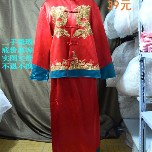 打折清仓特价二手婚纱礼服红色满绣中式传统秀禾服包邮古着摄影服