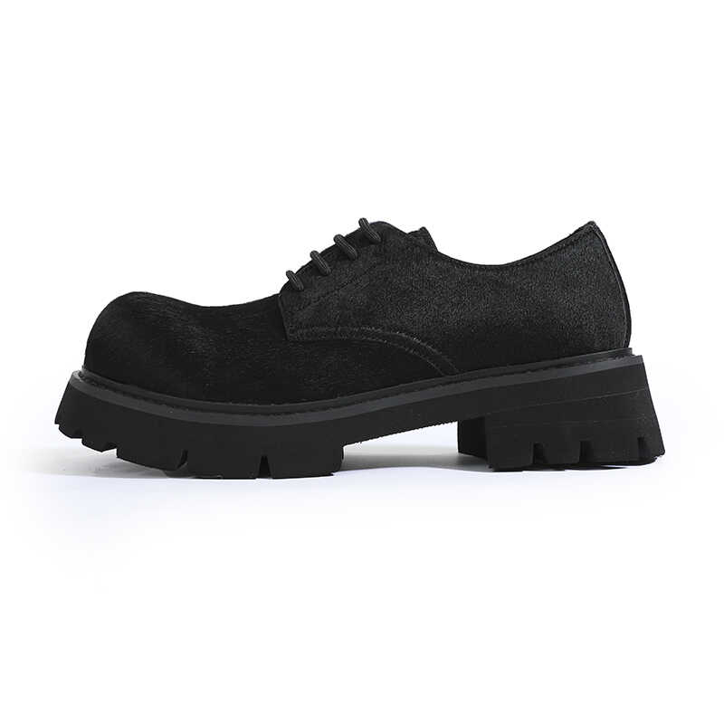 暗黑系欧货真皮马毛大头德比鞋