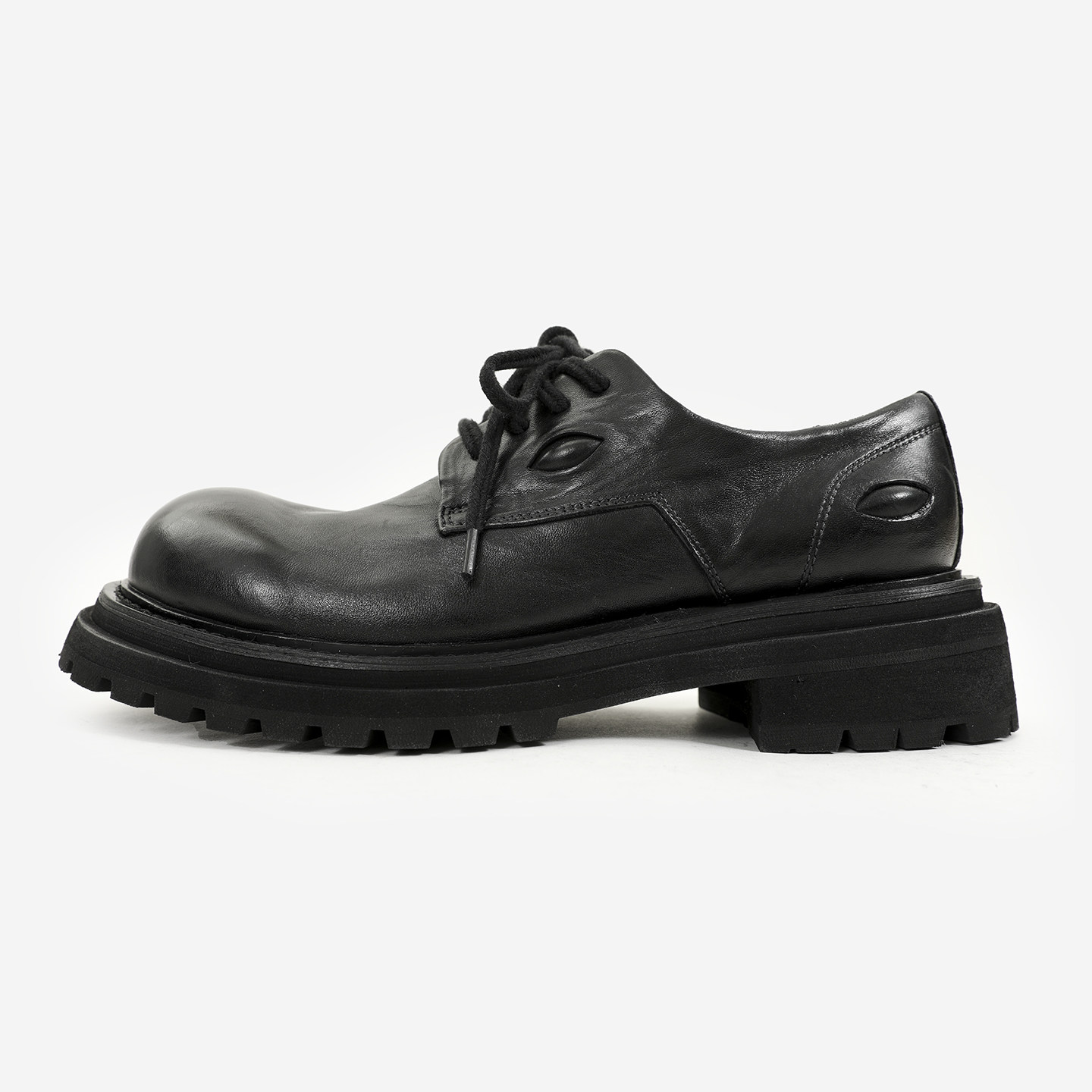 固特异水洗马皮手工缝制德比鞋