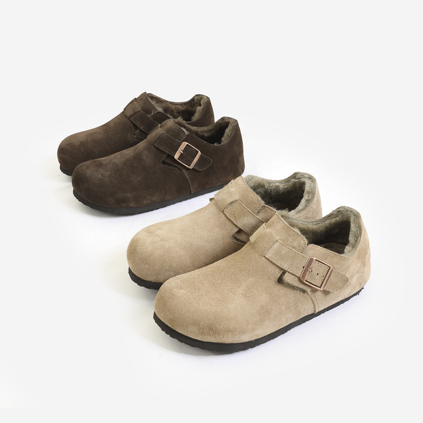 冬季羊毛加绒保暖全包勃肯鞋男款磨砂皮搭扣毛毛鞋舒适外穿雪地靴,流行男鞋,软木鞋/勃肯鞋,淘宝优惠券,粉丝福利购,淘宝优惠卷