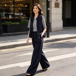 玉红服饰2026春新显瘦女三件套裤