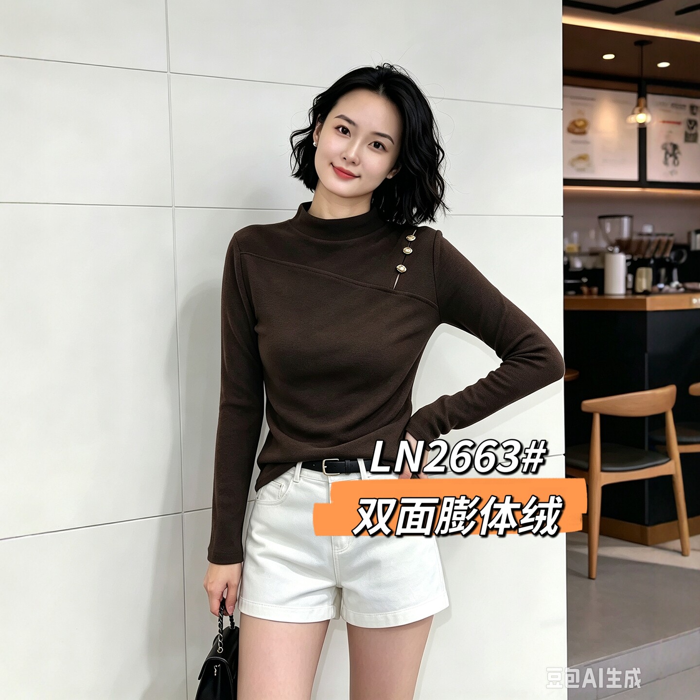 半高领打底衫女内搭秋冬加厚洋气高级感长袖上衣时尚加绒T恤保暖