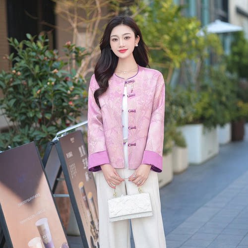 商场同款复古提花妈妈显瘦短外套