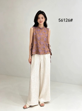 梓浩淇铭A833正品2025年夏季大码女装洋气印花妈妈装两件套套裤潮