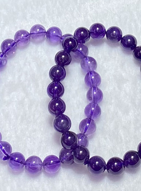 天然紫水晶手链单圈女 小清新时尚4a圆珠水晶饰品手串百搭简约8mm