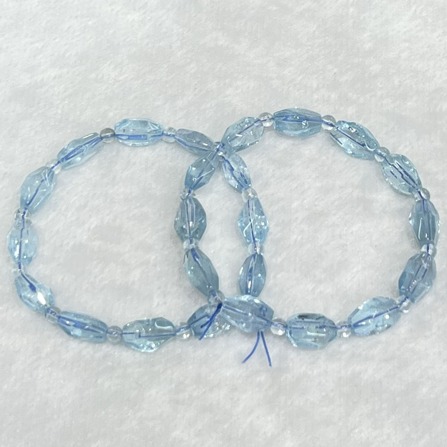 天然蓝托帕随形切面手链女款单圈时尚小清新简约水晶手串饰品百搭