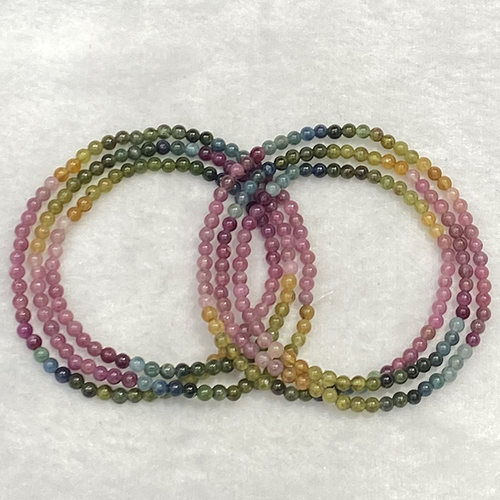 天然彩虹碧玺三圈手串时尚小清新