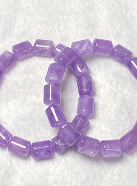 天然紫水晶桶珠手串时尚小清新