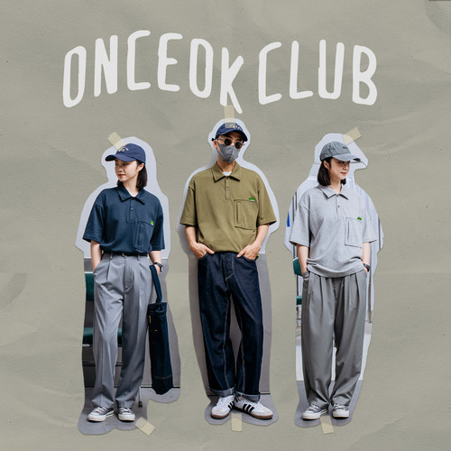 玩樂局Onceok日系纯色翻领polo衫