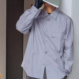 外套男生春秋百搭长袖 休闲算死草盘扣衬衫 任选三件 衬衣 249元