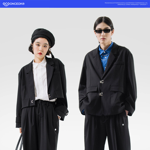 金属搭扣休闲情侣款 CITY潮流复古个性 任选3件 西服外套男 349元