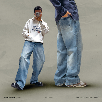 磨白k42323水洗牛仔裤