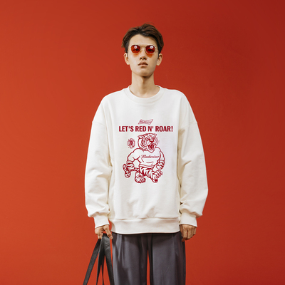 【249元任选3件】百威联名高品套头虎头印花卫衣男女