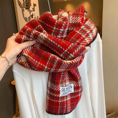 韩国东大门格子仿羊绒围巾女冬季