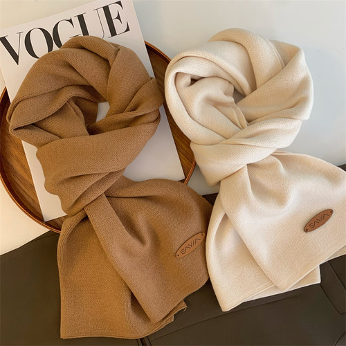 冬季韩版百搭纯色保暖毛线围巾女