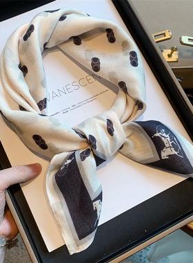 大牌风简约字母小丝巾女春秋季洋气百搭小方巾装饰披肩小领巾围巾