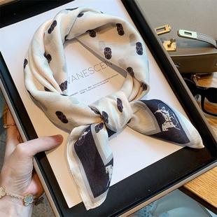 大牌风简约字母小丝巾女春秋季洋气百搭小方巾装饰披肩小领巾围巾