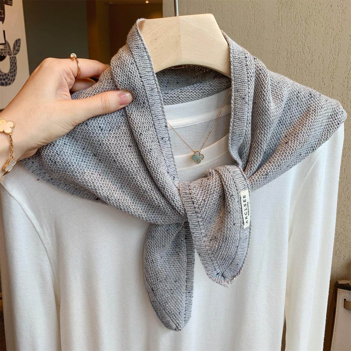 轻奢夹花针织小披肩围巾女秋冬季