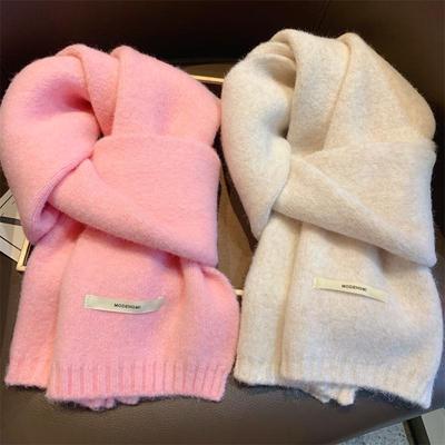 冬季韩版纯色百搭保暖针织围巾女