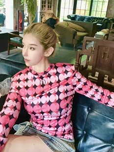 设计师nonhuman蚂蚁秋冬独家新品粉色玫红泡泡弹力打底衫皮肤衣