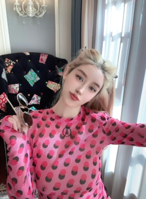 设计师nonhuman蚂蚁26春夏玫红波点弹力网纱皮肤衣打底衫度假防晒