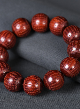 天然血檀木雕刻金刚经文佛珠手串男士念珠文玩实木手链饰品20mm