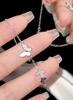 ins银色蝴蝶手链女轻奢甜美