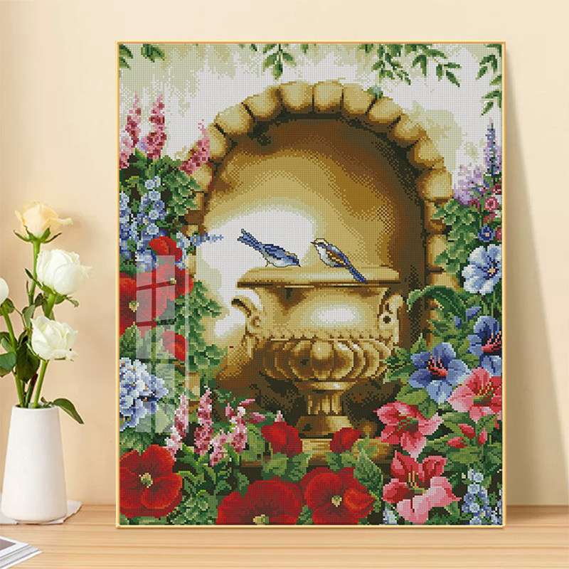 花园小鸟十字绣2025新款线绣可爱卡通客厅卧室钻石画简单手工刺绣