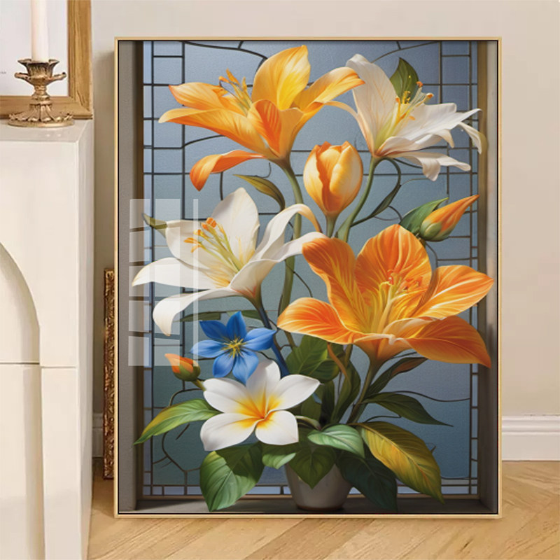 香水百合钻石画DYI手工粘钻简约客厅卧室装饰画十字绣满绣自己绣