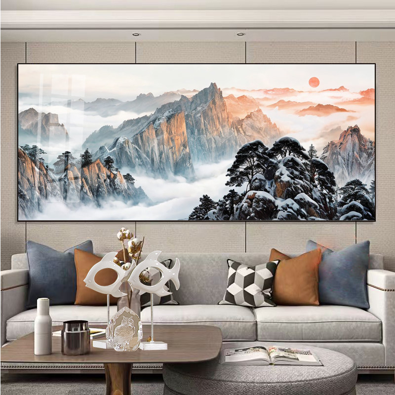 旭日东升有山无水风景画十字绣钻石画新款客厅横版精准印花满绣