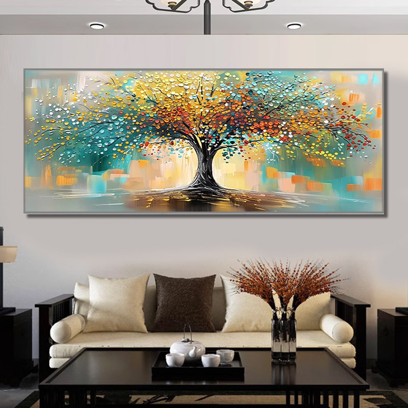 发财树十字绣2025新款客厅钻石画高级感抽象花卉满钻轻奢水钻贴画